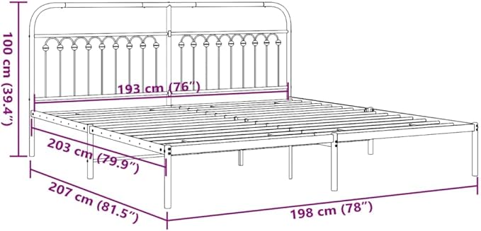 White Metal Bed Frame with Headboard, Sturdy Steel Construction and Minimalist Design for Bedroom or Guest Room, Easy Assembly with Included Tools