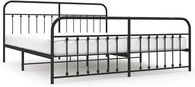 Bed Frame Black Powder-Coated Steel Double Bed Durable Bedroom Furniture headboard for Bedroom