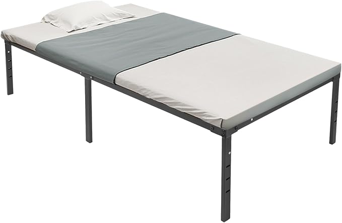 TFCFL Platform Bed Frame, Single Folding High Bed Frame, Metal High Platform Bed Frame, 660LBS Heavy Duty Steel Slats, Easy Assembly