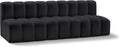 Meridian Furniture 101Black-S3F Arc Collection Modern | Contemporary Modular Sofa with Soft Black Vegan Leather, Deep Channel Tufting, Modular Design, 89.5" W x 31" D x 30" H, Black