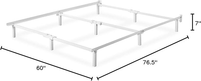 Zinus Compack Metal Bed Frame, 7 Inch Support Bed Frame for Box Spring and Mattress Set, White, Queen
