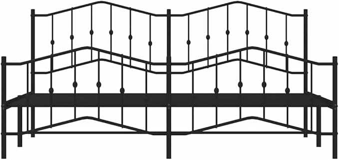 Modern Metal Bed Frame with Footboard, Black Steel Platform Bed with Underbed Storage Space, 76.0" x 79.9" Queen Size for Master or Guest Bedroom