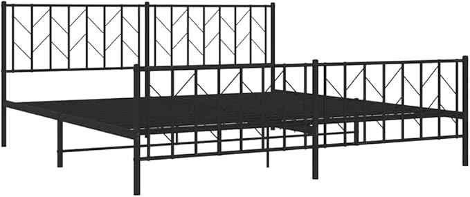 Bed Frame Black Powder-Coated Steel Double Bed Frame Classic for Bedroom