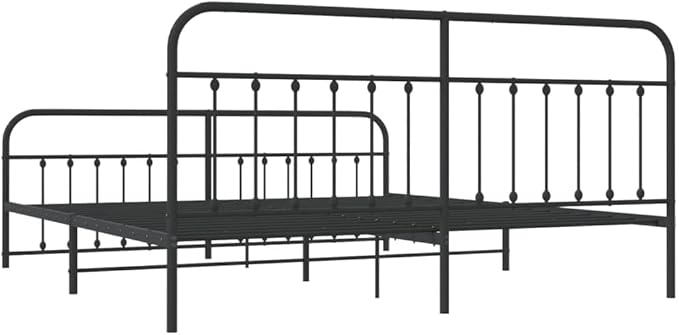 Bed Frame Black Powder-Coated Steel Full Bed Frame Rectangular headboard Bedroom Furniture for Guest Room