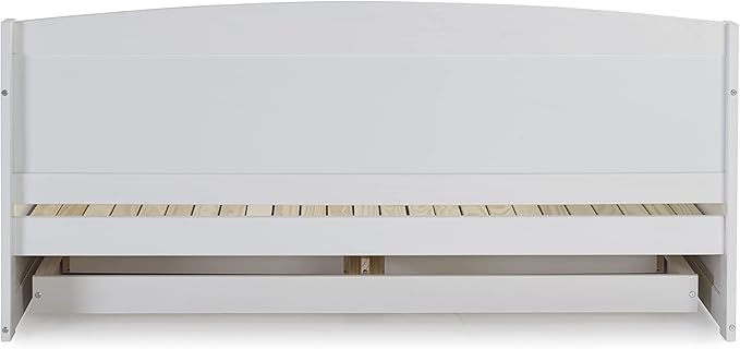 Alaterre Furniture Harmony Twin to King Daybed with Pop Up Trundle Bed - Solid Wood Twin Day Bed with 2 Pull-Out Storage Drawers and 400lb Capacity - For Kids, Guest Room, Living Room (White)