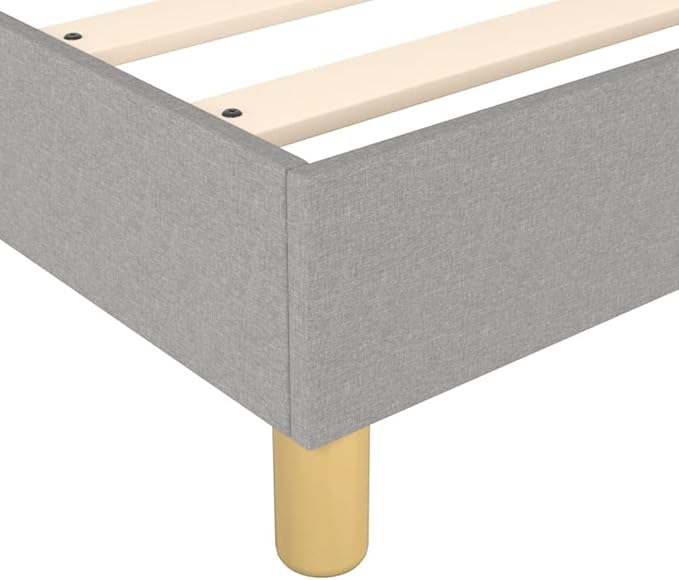 Bed Frame Light Grey Single Bed Furniture for Hotel Bedroom 100% Polyester Fabric, Plywood, Engineered Wood