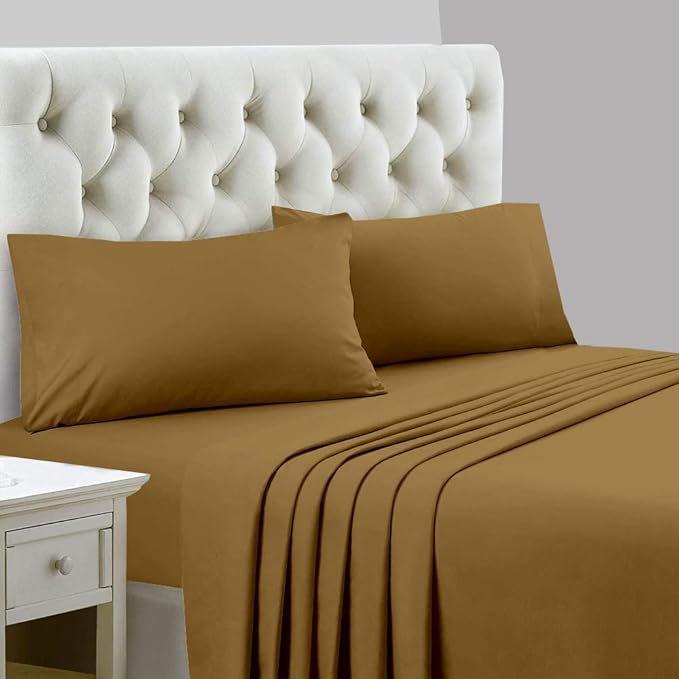 Ready To Rest Super Single Waterbed Sheets, 4 Piece Attached Sheet Set, Fits 18 Inch Deep Mattress, Brushed Microfiber, Ultra Soft and Lightweight (Taupe)