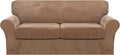 FantasDecor 3 Piece Sofa Covers Velvet for 2 Cushion Couch Stretch Loveseat Slipcover with Individual Seat Elastic Furniture Protector for Pets (Sofa, Luggage)
