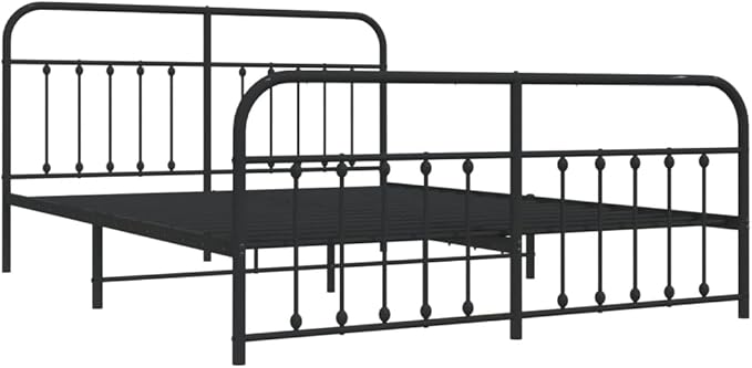 Bed Frame Black Steel Super King Metal Bed Frame Rectangular Bedroom Furniture headboard for Guest Room