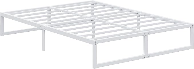 EMODA 12 Inch California King Bed Frame, Metal Platform Bed Frame No Box Spring Needed, Heavy Duty Steel Slats Support, Easy Assembly, Noise Free, White