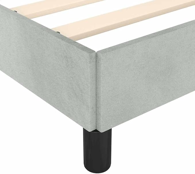 Light Grey Velvet Bed Frame with Soft Touch Upholstery and Durable Plywood Structure, Modern Single Bed for Adults, Compact Size Ideal for Small Bedrooms, Easy Assembly