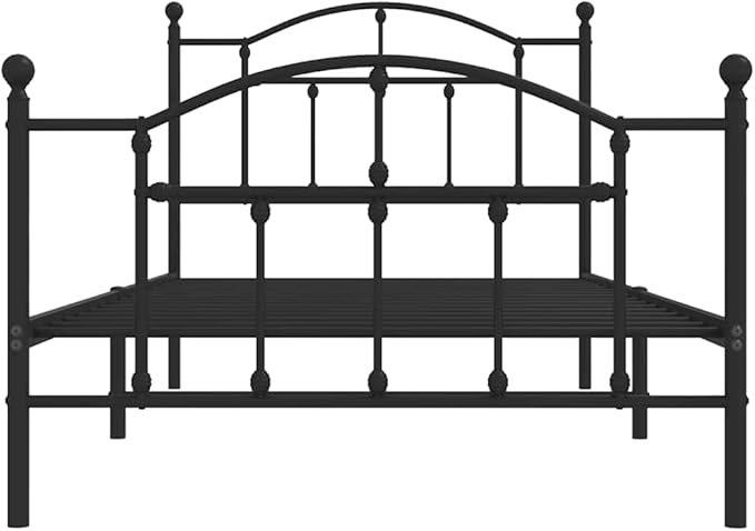 Bed Frame Black Powder-Coated Steel Twin Bed Frame Rectangular Bedroom Decor Bedroom Furniture for Hotels