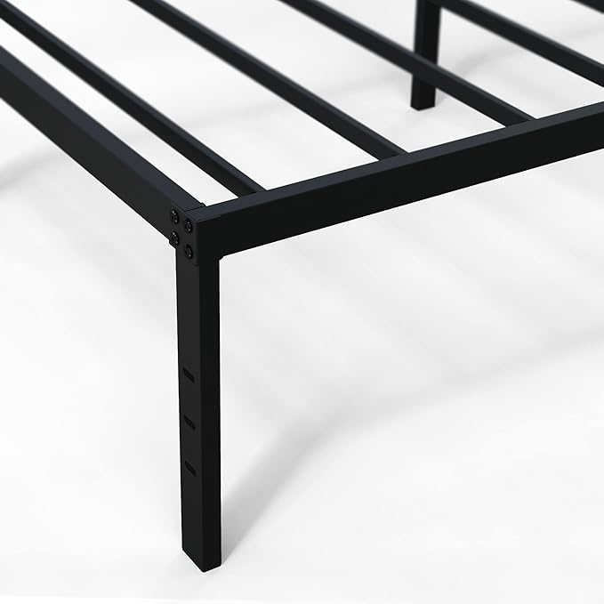 DiaOutro 18 Inch Twin XL Bed Frame Heavy Duty No Box Spring Needed Metal Platform with Maximum Storage, Easy to Assembly, Noise Free, Black