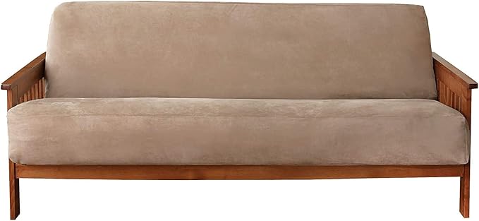SureFit Home Décor Soft Suede Futon Slipcover, Polyester, Machine Washable, One Piece, Taupe Color
