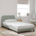 Light Gray Velvet Bed Frame with Storage, Modern Single Size Upholstered Platform for Small Spaces