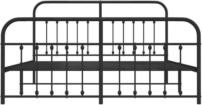 Bed Frame Black Steel Super King Metal Bed Frame Rectangular Bedroom Furniture headboard for Guest Room