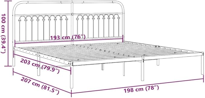Classic Black Steel Double Bed Frame with Underbed Storage, Elegant Traditional Design for Bedroom or Guest Room, Durable and Stable Support for Mattress