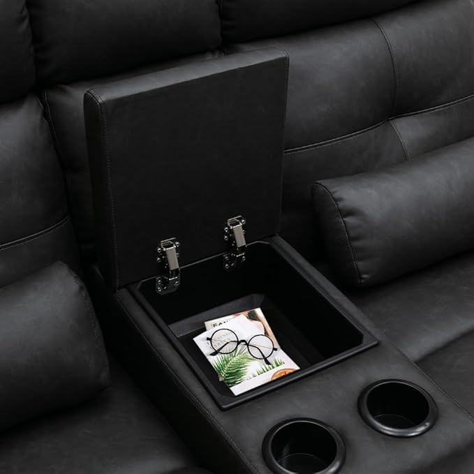 Power Recliner Sofa Set for Living Room, 2 Pieces Recliner Furniture Sofa Set, Power Reclining Sofa and Loveseat Set with Massage and Heat, Reclining Loveseat with Console for Living Room