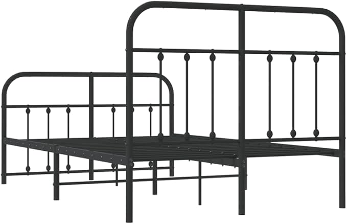 Bed Frame Black Powder-Coated Steel Small Double Bed Frame headboard Bedroom Furniture for Guest Room