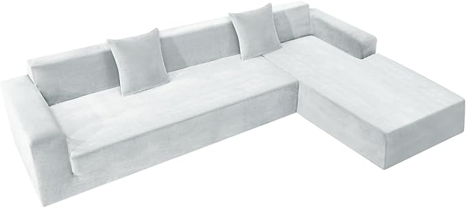 ZNSAYOTX 2026 Soft Velvet Sectional Couch Covers, Luxury Plush Slipcovers with Elastic Bottom for L Shape Sectional Sofa, 2 Pcs Pet Friendly Protector (3 Seat Couch + 3 Seat Chaise, Silver Grey)