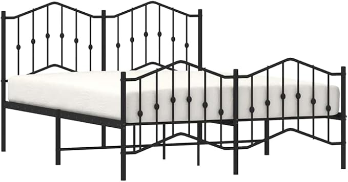 Traditional King Size Metal Bed Frame with Classic Black Powder Coated Finish, Durable Steel Construction for Stable Support, Fits Standard King Mattress 59.1 x 78.7 Inches,