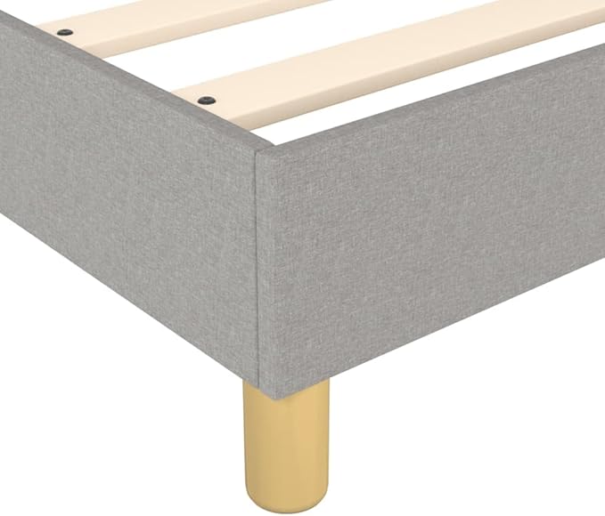 Bed Frame Light Gray Polyester Fabric, Plywood, Engineered Wood Bed Frame Single Bed for Bedroom Apartment