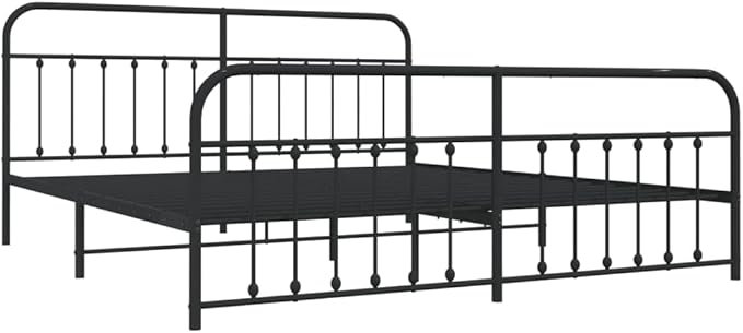 Bed Frame Black Powder-Coated Steel Full Bed Frame Rectangular headboard Bedroom Furniture for Guest Room