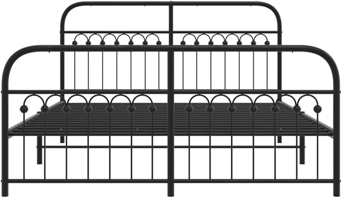 King Size Bed Frame with Headboard and Footboard, Heavy Duty Steel Construction, Black Powder Coated Finish, Supports Up to 661 lbs, Easy Assembly, Classic