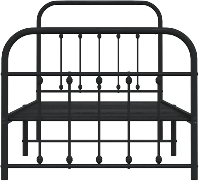 Bed Frame Black Powder-Coated Steel Single Single Bed Bedroom Furniture headboard for Living Room