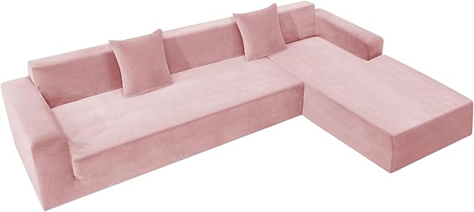 ZNSAYOTX 2026 Soft Velvet Sectional Couch Covers, Luxury Plush Slipcovers with Elastic Bottom for L Shape Sectional Sofa, 2 Pcs Pet Friendly Protector (3 Seat Couch + 3 Seat Chaise, Rose)