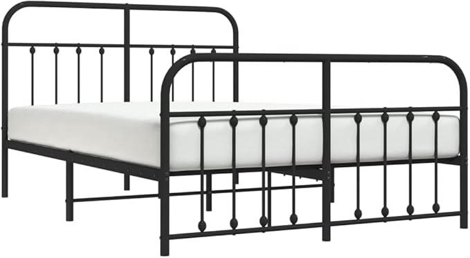 Bed Frame Black Powder-Coated Steel Double Bed Bed Frame headboard Bedroom Furniture for Living Room
