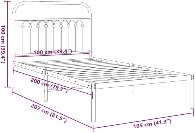 Classic White Metal Twin Bed Frame with Headboard, Sturdy Powder-Coated Rust-Resistant Design for Small Bedrooms and Guest Rooms, Fits Standard 39.4 x 78.7