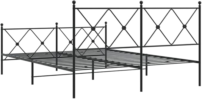 King Size Metal Bed Frame with Headboard and Footboard, Sturdy Steel Construction, Timeless Black Powder Coating for Classic and Modern Bedrooms, Under Bed Storage Space,
