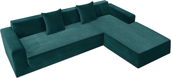 ZNSAYOTX 2026 Soft Velvet Sectional Couch Covers, Luxury Plush Slipcovers with Elastic Bottom for L Shape Sectional Sofa, 2 Pcs Pet Friendly Protector (3 Seat Couch + 2 Seat Chaise, Deep Teal)