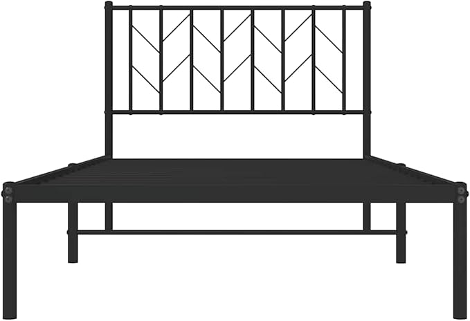 Gecheer Bed Frame Black Powder-Coated Steel Single Bed Frame, Bed Frame, Heavy Duty Strong Support Slats, Storage Space Under Base, Easy to Assemble, YHSZJ-374432US