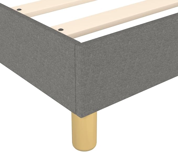 Bed Frame Dark Grey Polyester Queen Rectangular Modern Single Bed