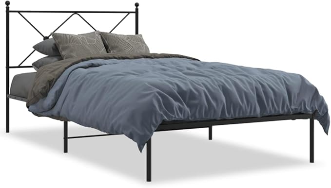 Modern Black Metal Bed Frame with Underbed Storage, Sturdy Powder-Coated Steel Construction for Single Adults, Minimalist Design for Bedroom or Guest Room