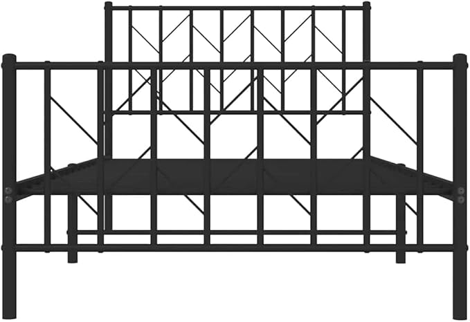Bed Frame Black Powder-Coated Steel Modern Metal Bed Frame with Headboard, Sturdy Steel Bed with Underbed Storage 39.4 x 78.7 in Sturdy