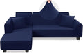 KinCam Sectional Couch Covers L Shape Sofa Covers Super Stretch 2pcs Sofa Slipcovers for 3 + 3 Seaters Sectional Chaise Slipcover with 2pcs Pillow Covers for Pets Kids (Dark Blue)
