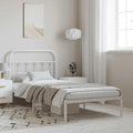 Bed Frame White Powder-Coated Steel Twin Bed Frame Rectangular headboard Bedroom Furniture for Living Room