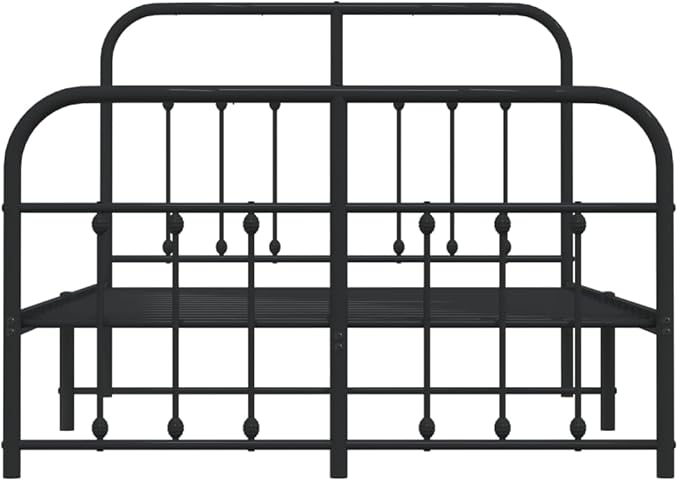 Bed Frame Black Powder-Coated Steel Small Double Bed Frame headboard Bedroom Furniture for Guest Room