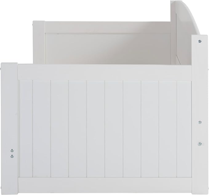Alaterre Furniture Harmony Twin to King Daybed with Pop Up Trundle Bed - Solid Wood Twin Day Bed with 2 Pull-Out Storage Drawers and 400lb Capacity - For Kids, Guest Room, Living Room (White)