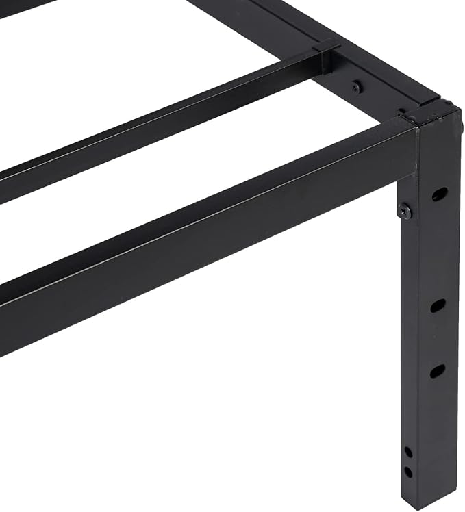 FurnitureR Modern Metal Platform Bed, Full/Twin Size Bed Frame with 14.2" Under-Bed Storage, Sturdy Locking Mechanism, Easy Assembly for Bedroom or Guest Room, Black (Full)