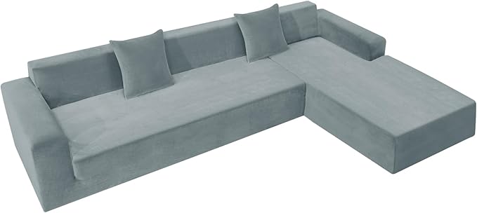 ZNSAYOTX 2026 Soft Velvet Sectional Couch Covers, Luxury Plush Slipcovers with Elastic Bottom for L Shape Sectional Sofa, 2 Pcs Pet Friendly Protector (3 Seat Couch + 3 Seat Chaise, Light Grey)