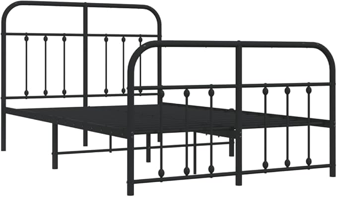 Bed Frame Black Powder-Coated Steel Double Bed Frame headboard Bedroom Furniture for Guest Room