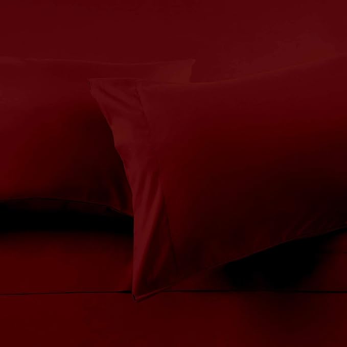 Ready To Rest Super Single Waterbed Sheets, 4 Piece Attached Sheet Set, Fits 18 Inch Deep Mattress, Brushed Microfiber, Ultra Soft and Lightweight (Burgundy)