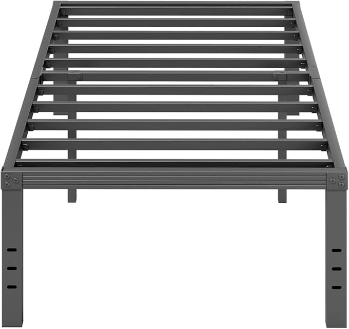ZIYOO Twin Bed Frames, 18 Inches Platform Bed Frame, 1000lbs Heavy Duty Steel Slat, Non-Slip Design, No Box Spring Needed, Easy Assembly, Quiet Noise Free, Under Bed Storage Space, Black