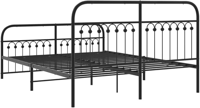 King Size Bed Frame with Headboard and Footboard, Heavy Duty Steel Construction, Black Powder Coated Finish, Supports Up to 661 lbs, Easy Assembly, Classic
