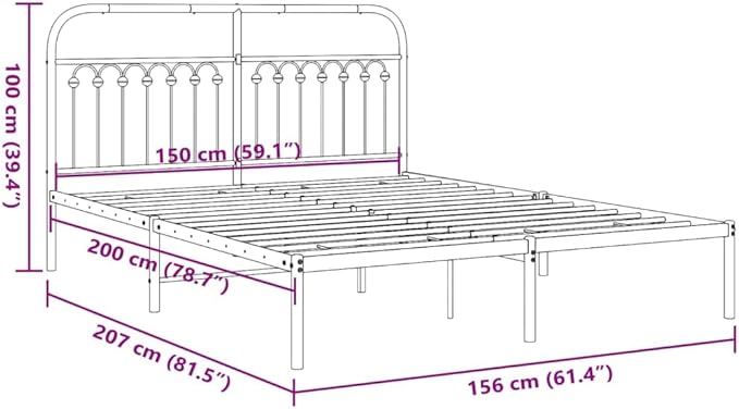 King Size Metal Bed Frame with Headboard, White Powder-Coated Steel Platform Bed Frame for Modern Bedroom, Heavy Duty Support up to 550 lbs, Easy Assembly and