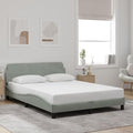 Light Gray Velvet Bed Frame with Storage, Modern Single Size Upholstered Platform for Small Spaces Light Gray, 55.9 x 81.9 x 29.3 in